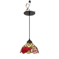 thumbnail image 1 of KAYYELAMP 1 Light Red/Pink Rose Pattern Glass Shade Handmade Recessed Light Conversion Kit For E26 Recessed Mount Cans Tiffany Pendant Light Ideal For Kitchen Farmhouse Home, 1 of 4