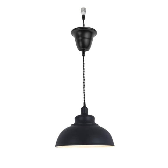 KAYYELAMP 1 Pcs Ceiling Light Conversion Pendant E26 Base Connections Dia 11.8" Black Metal Shade 3.2ft Cord Conversion Kit for E26 Spot Lamp Industrial Style