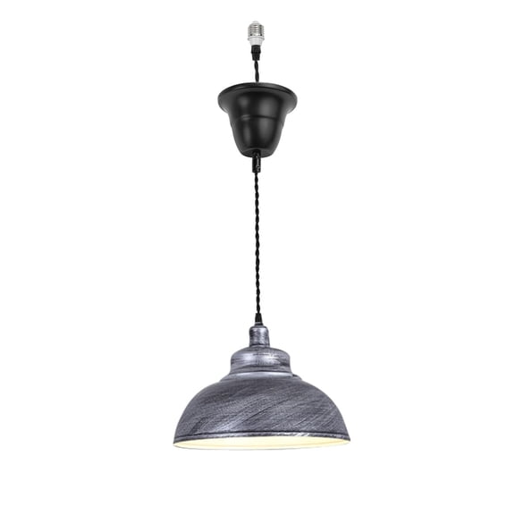 KAYYELAMP 1 Pcs Ceiling Light Conversion Pendant E26 Base Connections Dia 11.8" Retro Silver Shade 3.2ft Cord Conversion Kit for E26 Spot Lamp Industrial Style