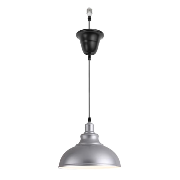 KAYYELAMP 1 Pcs Ceiling Light Conversion Pendant E26 Base Connections Dia 11.8" Silver Metal Shade 3.2ft Cord Conversion Kit for E26 Spot Lamp Industrial Style