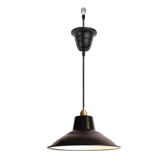 KAYYELAMP 1 Pcs Ceiling Light Convert Pendant E26 Base Connections Dia 14.17" Black Metal Shade 3.2ft Cord Conversion Kit for E26 Spot Lamp Nordic Style