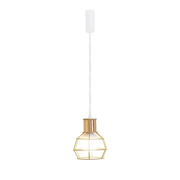 KAYYELAMP 1 Pcs J-Type Track Lamp Adjusted Cord Vintage Design Gold Metal Cage Pendant Light for Kitchen Farmhouse Living Space Loft(No Bulb, Track)