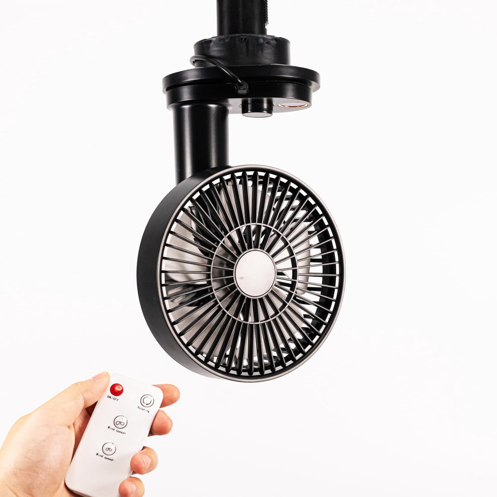 Track Fans KAYYELAMP 1 Pcs Track Mounted J-Type Ceiling Black Fan Adjustable Speed ...