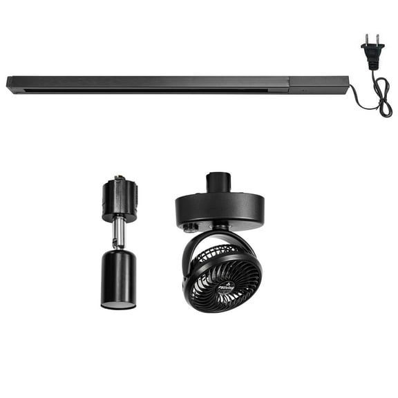 KAYYELAMP 1 Track Rail, Track Light No Bulb, Adjustable Wind Speed Track Mini Fans Easy Installation Plant Growing Kit For House Plants Air Circulation Ventilation Pet Room