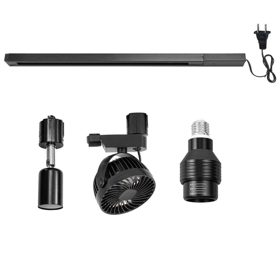 KAYYELAMP 1 Track Rail, Track Light With Full Spectrum Bulb, Track Mini Fans Easy Installation Black Plant Growing Kit For House Plants Air Circulation Ventilation No Master Switch