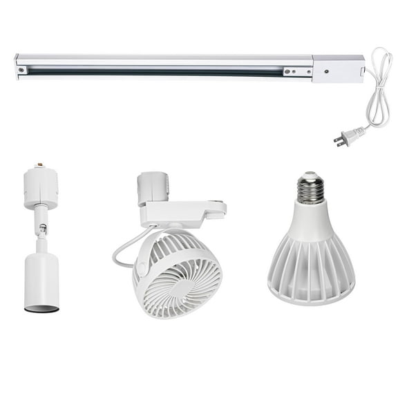 KAYYELAMP 1 Track Rail, Track Light With Full Spectrum Bulb, Track Mini Fans Easy Installation White Plant Growing Kit For House Plants Air Circulation Ventilation No Master Switch