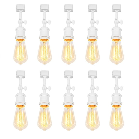 KAYYELAMP 10-Lights Vintage Retro Design Adjustable Titl Angle H-Type Track Head Lighting White E26 Base Track Light Fixture for Gallery Loft Aisle Living Room Kitchen(No Bulb, Track)