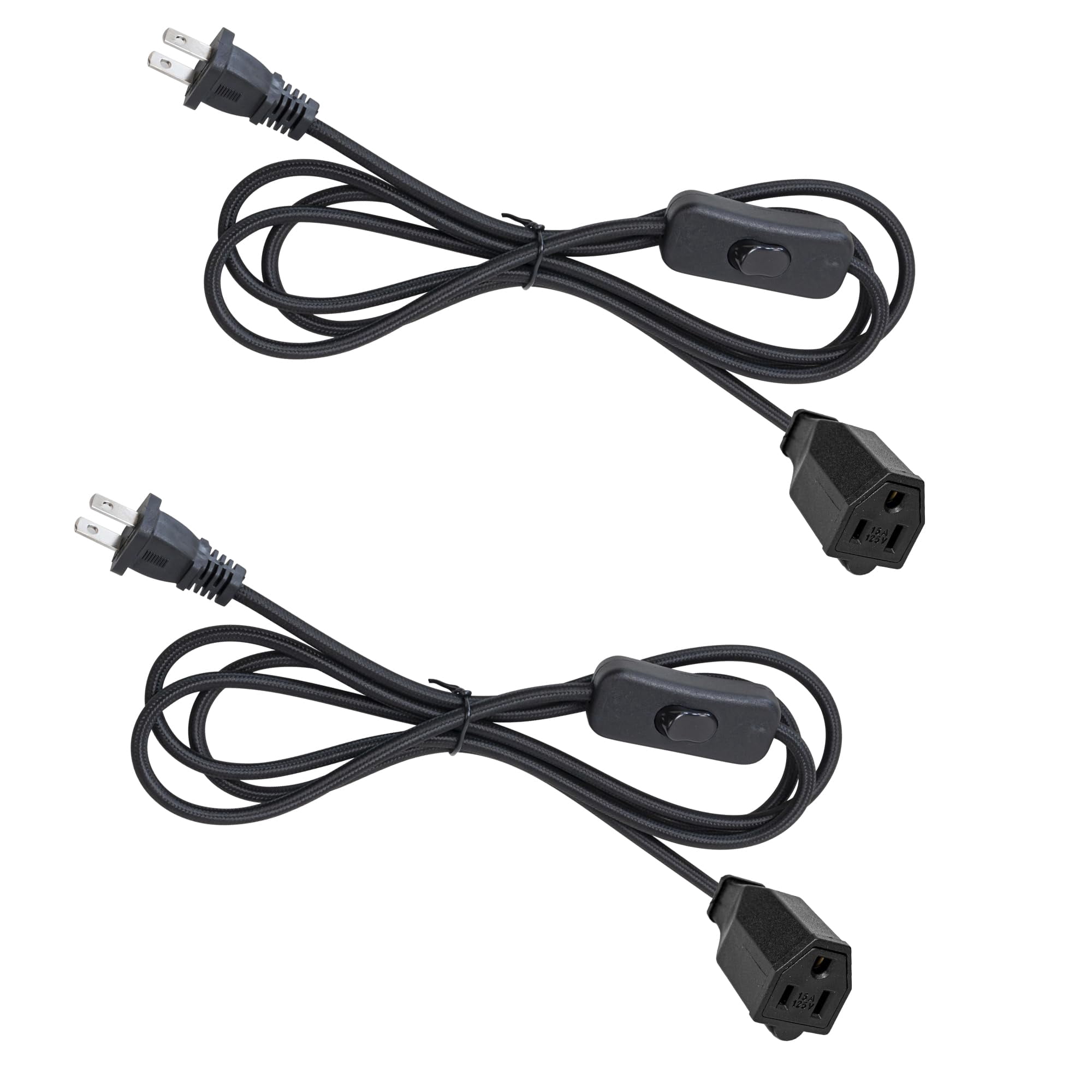 KAYYELAMP 15 ft Black Weave Rope Extension Cable On/Off Switch with 3 ...