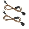 thumbnail image 1 of KAYYELAMP 15 ft Brown Weave Rope Extension Cable On/Off Switch with 3-Prong Female Socket Retro Style For Table Lamp Bedside Lighting Accessory Part 2-Pack, 1 of 5