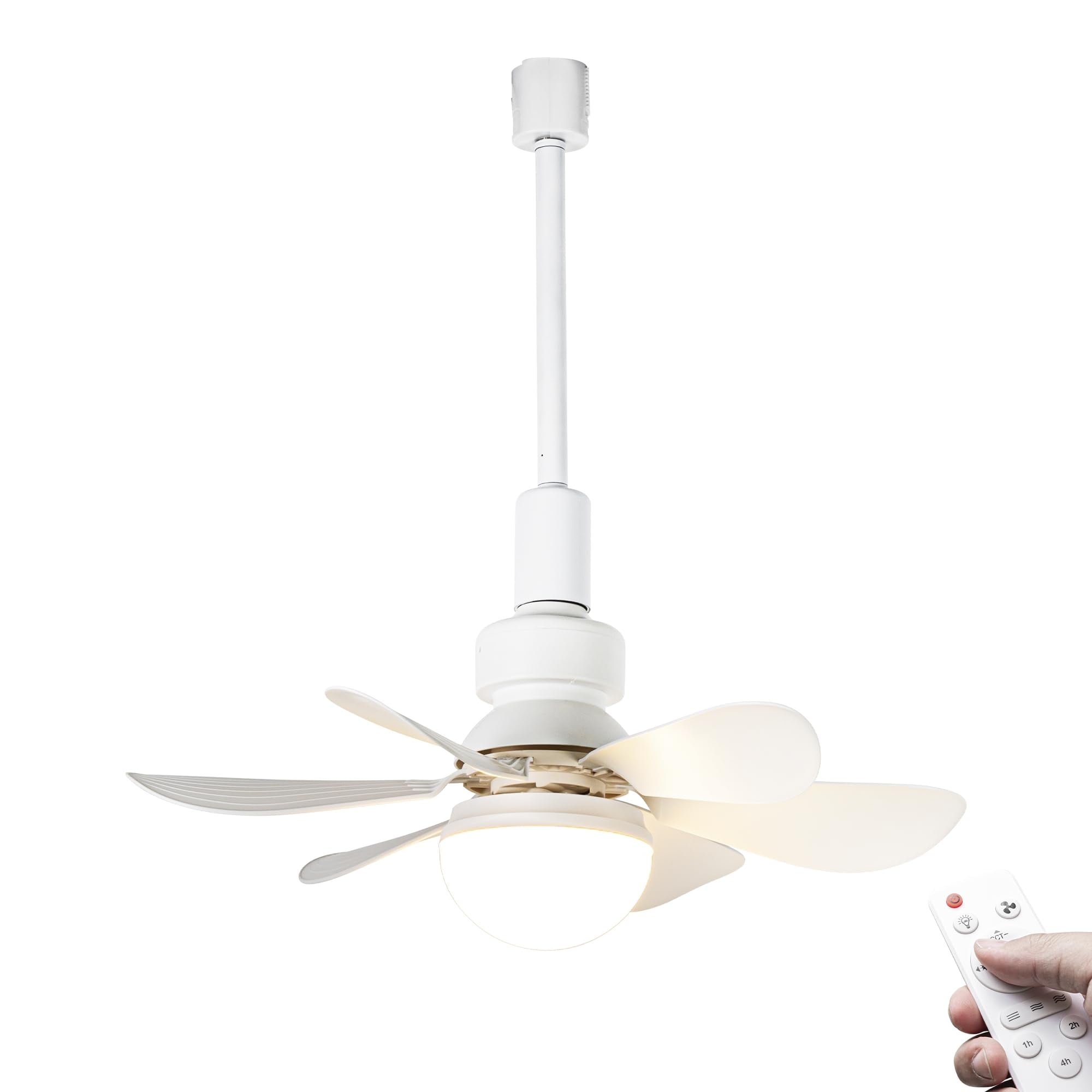 KAYYELAMP 19.2 Inches Height J-Type Track Lighting with Fan Remote Control Dimmable Adjusted Wind Power Modern Design for Living Room Bedroom Kitchen Home