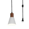 thumbnail image 1 of KAYYELAMP 19.6 Feet Dimmable Switch Plug in Cable Walnut Base White Metal Shade Vintage Design Metal Hanging Lamp for Kitchen Bar Bedsides(No Bulb), 1 of 6