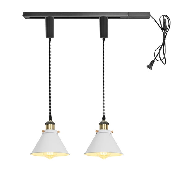KAYYELAMP 1x Plug in Cable Track Rail, 2X Adjustable Cord White Track Lighting Fixtures Bronze E26 Base H-Type Vintage Design for Kitchen Loft(No Bulb)