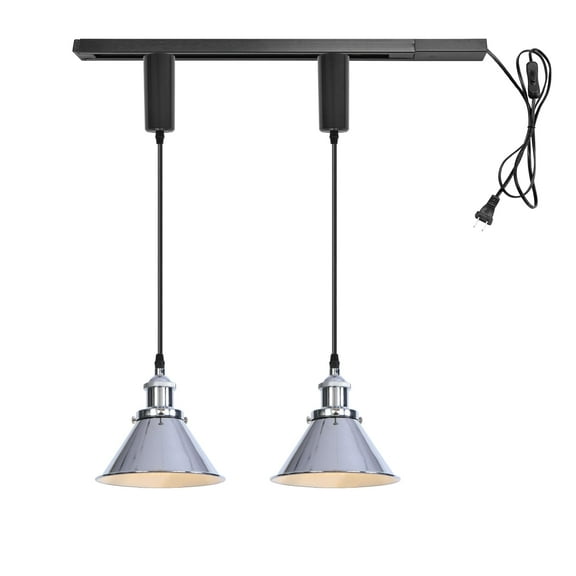 KAYYELAMP 1x Plug in Cable Track Rail, 2X Adjustable Cord Silver Track Lighting Fixtures E26 Base H-Type Modern Design for Kitchen Loft(No Bulb)