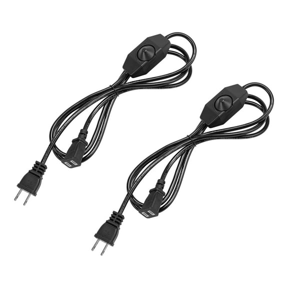 KAYYELAMP 2-Pack 5.9 Ft Black Cord Plug Outlet Power Wire Dimmable Rotated Switch Extension Cord Vintage Simple Style Lighting Accessory Part DIY Project