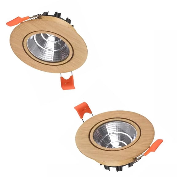 KAYYELAMP 2-Pack 7W Recessed Spotlights Warm White Lighting Vintage Design Wood Ceiling LED Spot Lamp Downlight Adjustable Angle 45 for Hallways Loft Entrance Home Background