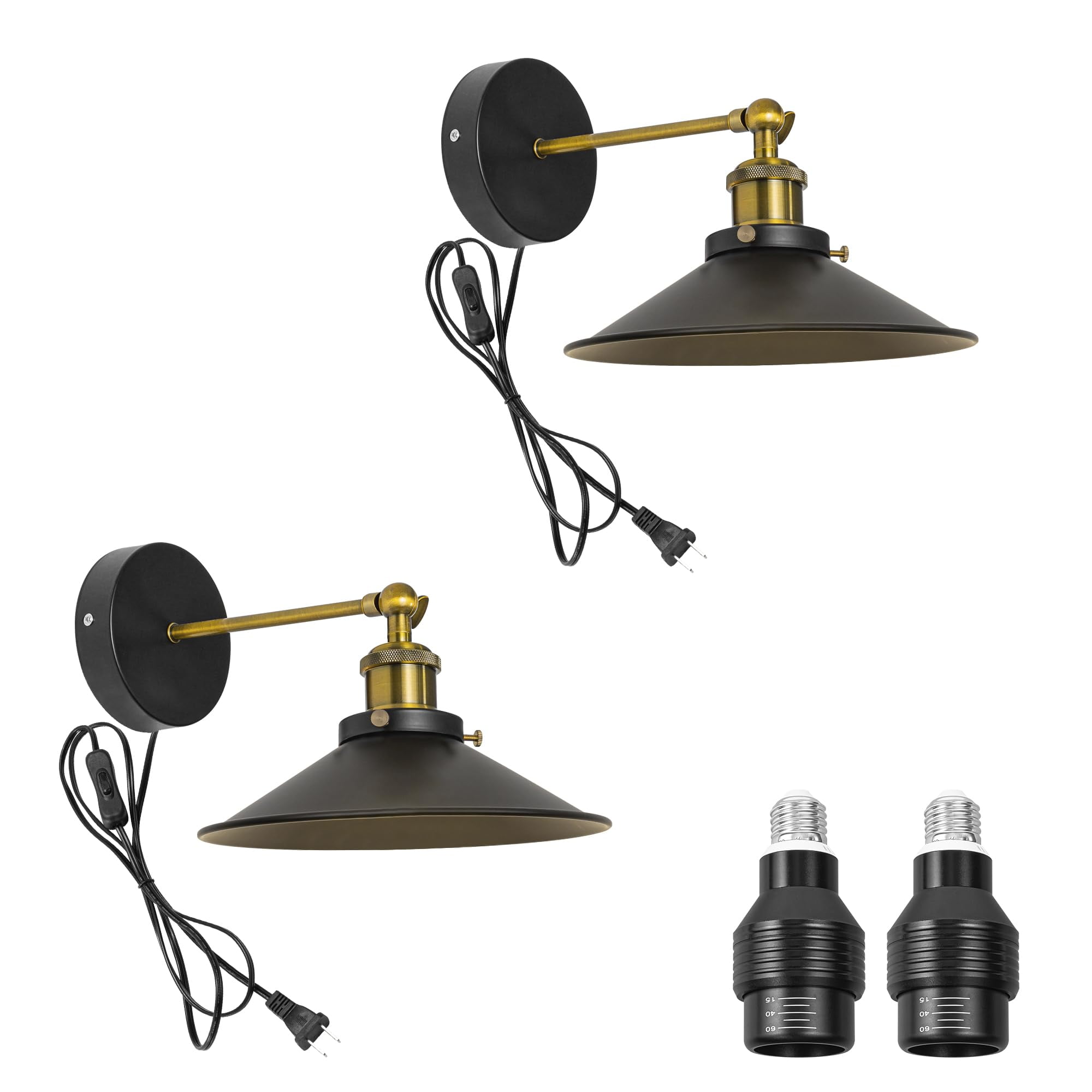 KAYYELAMP 2-Pack Hook Mounted Plant Light Full Spectrum 4500K 10W Adjusted Light Beam Range 15-60 Industrial Style Black Wall Lamp for Flowers Growing Indoor Plants (DZ22x6)