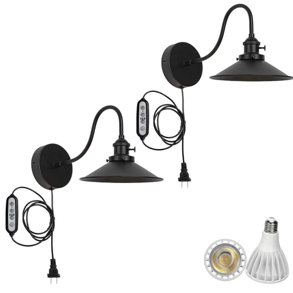 KAYYELAMP 2-Pack Hook Mounted Plant Light Full Spectrum 6000K 25W White Light Timing Plug in Cord Industrial Style Goose Neck Wall Lamp for Flowers Growing Indoor Plants (DZ22x6)