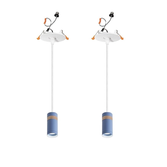 KAYYELAMP 2-Pack Recessed Retrofit Pendant Lighting Conversion Kit E26 Power Connector 4000K Spotlight 3.2 Ft Cord Nordic Style Blue Hanging Lamp for Hallway Farmhouse