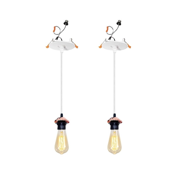 KAYYELAMP 2 Pcs Recessed Light Conversion Kit for E26 Recessed Mount Cans Rose Gold Metal Hanging Light Vintage Design For Kitchen Corridor Bedroom(No Bulb)