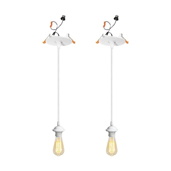 KAYYELAMP 2 Pcs Recessed Light Conversion Kit for E26 Recessed Mount Cans White Metal Hanging Light Vintage Design For Kitchen Corridor Bedroom(No Bulb)