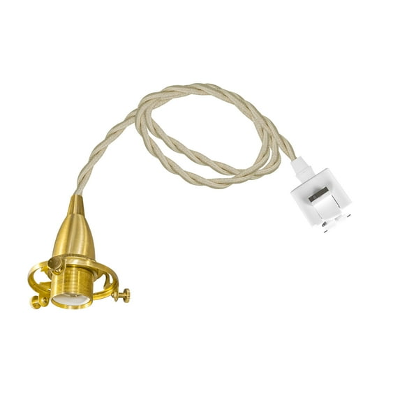 KAYYELAMP 23.6 inches Beige Twisted Cord Brass E12 Base J-Type Track Light Vintage Design for Kitchen Dining Room Loft Home(No Bulb, Track)