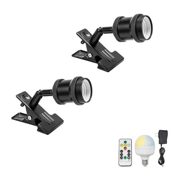 KAYYELAMP 2Pcs Rechargeable Battery Dimmable Clamp Light Wireless Remote Timing LED Clip Lighting Retro Design for Bedsides Shelf Bookshelf Splint Billboards Corners