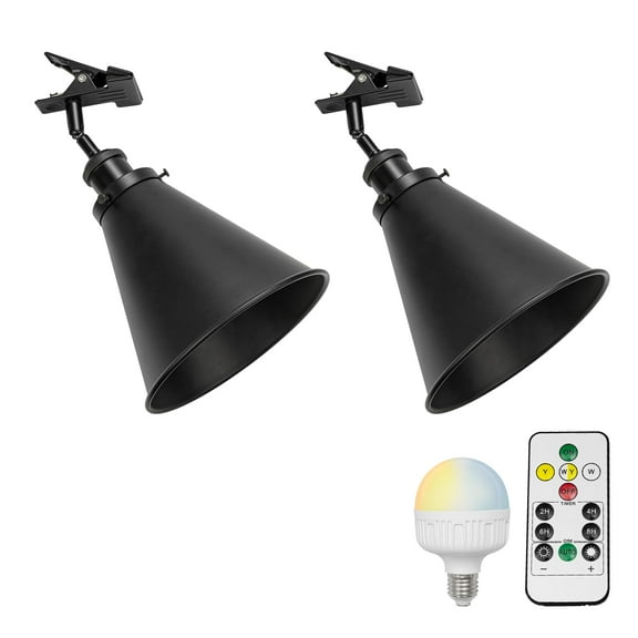 KAYYELAMP 2Pcs Rechargeable Battery Dimmable Clamp Light Wireless Remote Timing LED Clip Lighting Simple Design for Bedsides Shelf Bookshelf Splint Billboards Black Metal