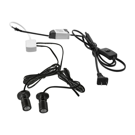 KAYYELAMP 2pcs 1W LED Mini Spotlight 360Rotated Plug In Button Cable Black Lampbody Cold White Light(6000k) For Accent Lighting Cartoon Jewelry Showcase Cabinet Lego Model