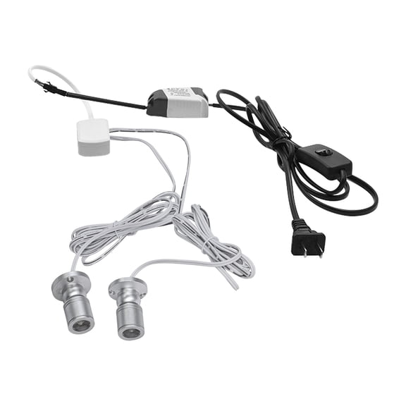 KAYYELAMP 2pcs 1W LED Mini Spotlight 360Rotated Plug In Button Cable Silver Lampbody Cold White Light(6000k) For Accent Lighting Cartoon Jewelry Showcase Cabinet Lego Model