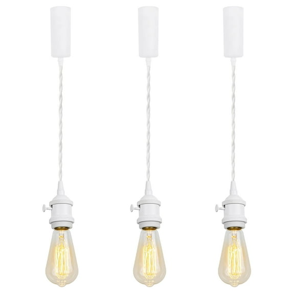 KAYYELAMP 3.2 Foot Adjusted Cable H-Type Track Lamp White Switch Mini Base Modern Design Set Three Pendant Lighting for Kitchen Dining Room(No Bulb, Track)