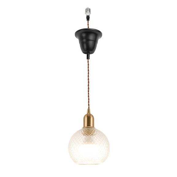 KAYYELAMP 3.2ft Adjustable Cord E26 Connection Replacement Hanging Light E26 Brass Base Glass Ball Shade Modern Hanging Light for Farmhouse Home Store(No Bulb)