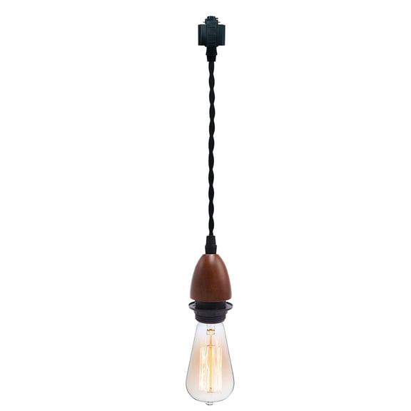 KAYYELAMP 3.9Feet Corded Track Lighting E26 Wooden Base Halo-Type Track Brown Pendant Light Vintage Design for Kitchen Loft Dining Room Store(No Bulb, Track)