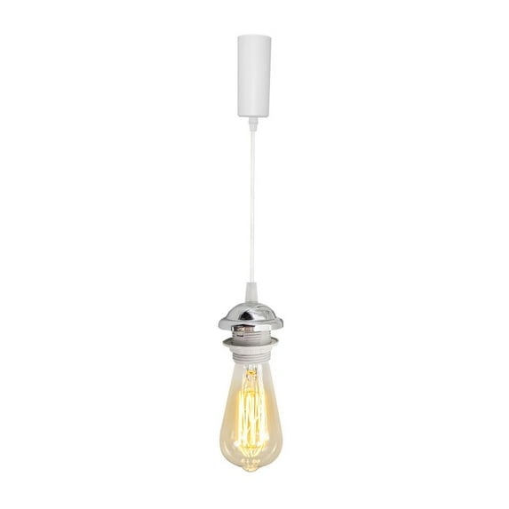 KAYYELAMP 3.9Ft Adjustable Wire Silver Pendant J-Type Track Mount Vintage Design Mini E26 Base Track Lamp For Kitchen Dining Room(No Bulb, Track)