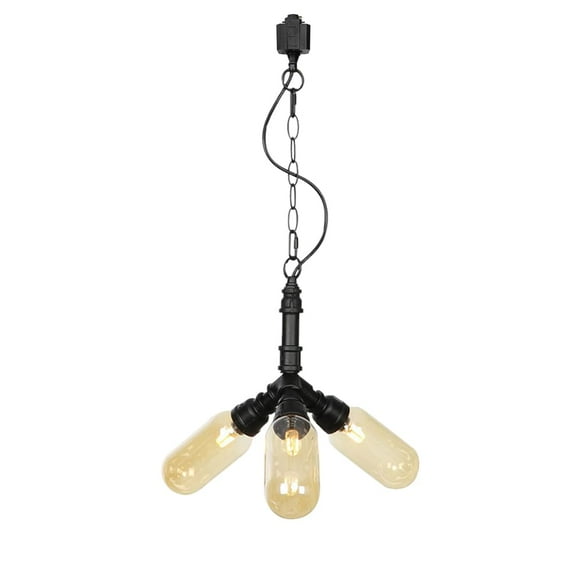 KAYYELAMP 3.9Ft Cord with Iron Chain Retro 3-Light Pendant H-Type Track Mount Industrial Style G4 Base Track Lamp For Kitchen Restaurant(No Bulb, Track)