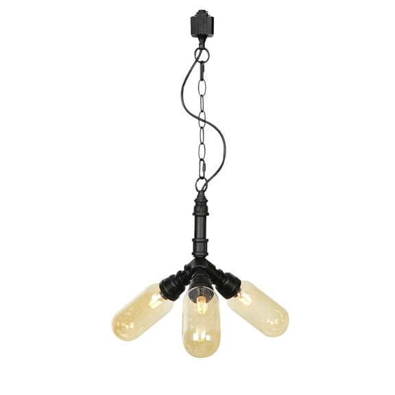 KAYYELAMP 3.9Ft Cord with Iron Chain Retro 3-Light Pendant H-Type Track Mount Industrial Style G4 Base Track Lamp For Kitchen Restaurant(No Bulb, Track)
