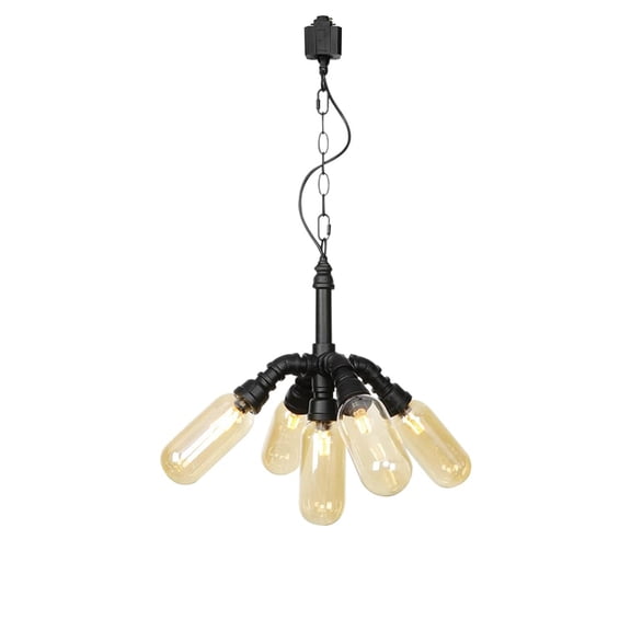 KAYYELAMP 3.9Ft Cord with Iron Chain Retro 5-Light Pendant H-Type Track Mount Vintage Design G4 Base Track Lamp For Kitchen Restaurant(No Bulb, Track)