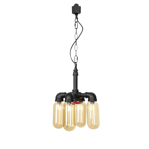 KAYYELAMP 3.9Ft Cord with Iron Chain Vintage 4-Light Pendant H-Type Track Mount Industrial Style G4 Base Track Lamp For Kitchen Dining Room(No Bulb, Track)