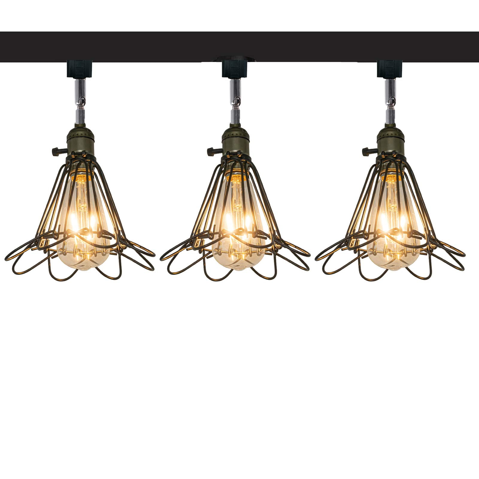 KAYYELAMP 3-Lights Vintage Style Adjustable Angle H-Type Track Head Lighting E26 Base Hollow Iron Lampshade Ceiling Light Track Light Fixture For Gallery Office Kitchen Bulb and Track Not Included