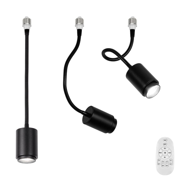 KAYYELAMP 3-Pack 7W Dimmable Stepless Spot Lamp E26 Connection Remote Black Mini COB Focusing Flexible Bends Adjusted Angle Light Beam Vintage Design for Background Wall Painting Loft