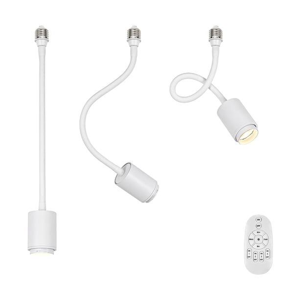 KAYYELAMP 3-Pack 7W Dimmable Stepless Spot Lamp E26 Connection Remote White Mini COB Focusing Flexible Bends Adjusted Angle Light Beam Modern Design for Background Wall Painting Loft