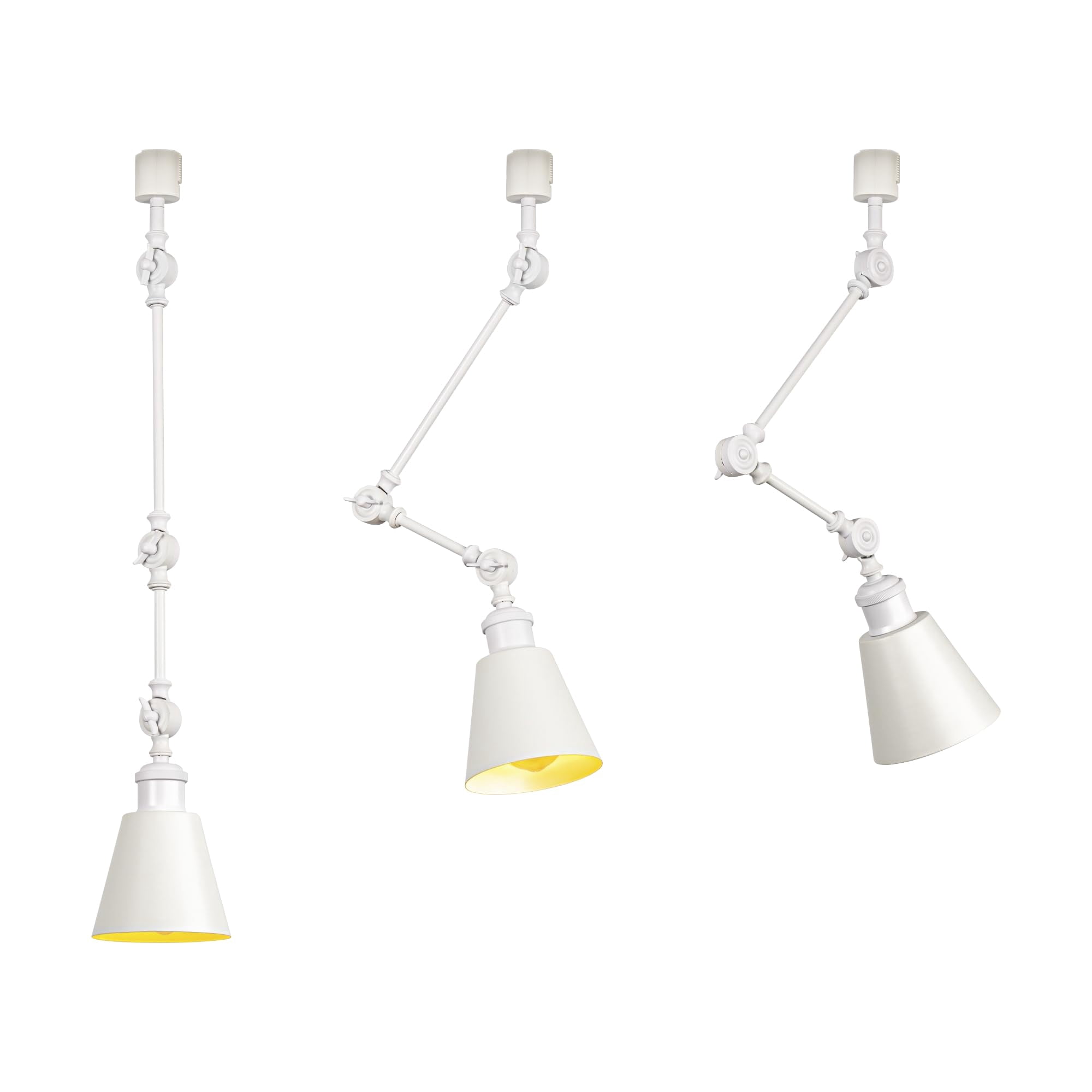 KAYYELAMP 3-Pack Adjustable Angle H-Type Track Mount Lighting White Metal Mini Shade Minimalist Style E26 Track Lamp For Home Decor Background Gallery Store(No Track, Bulb)