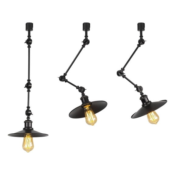 KAYYELAMP 3-Pack Adjustable Angle J-Type Track Mount Lighting Black Metal Dia 8.6" Shade Vintage Design E26 Track Lamp For Home Decor Background Gallery Store(No Track, Bulb)