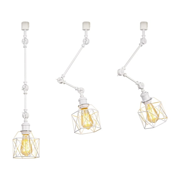 KAYYELAMP 3-Pack Adjustable Angle J-Type Track Mount Lighting White Metal Hollow Shade Minimalist Style E26 Track Lamp For Home Decor Background Gallery Store(No Track, Bulb)
