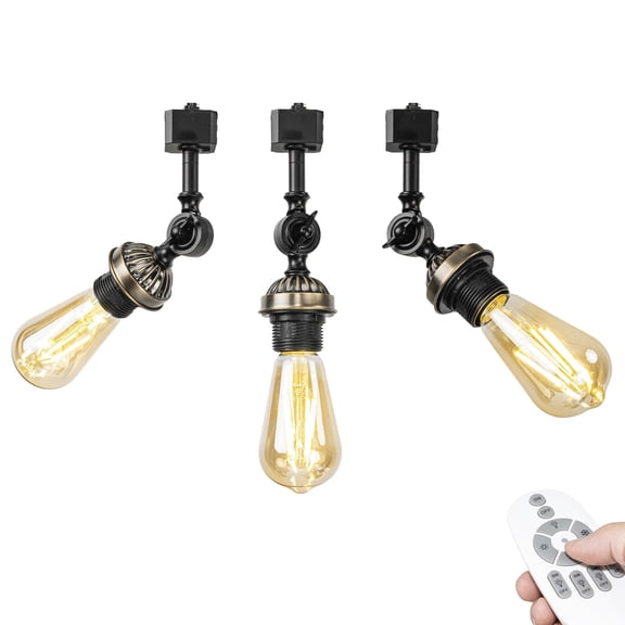 KAYYELAMP 3-Pack Dimmable Track Mount Ceiling Light H-Type Vintage E26 Lamp Base Adjustable Angle Minimalist Track Head Lighting for Loft Wall Painting Hallway(No Bulb, Track)