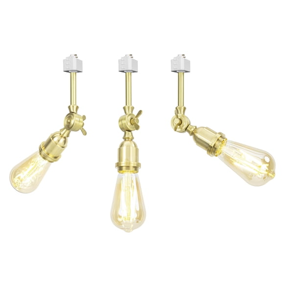 KAYYELAMP 3-Pack E26 Brass Modern Track Mount Ceiling Light H-Type Adjustable Angle Classic Track Head Lighting for Loft Wall Painting Hallway(No Bulb, Track)