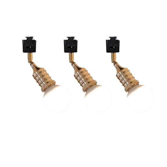 KAYYELAMP 3-Pack French Gold E26 Base Juno System Adjustable Titl Angle Track Lighting Modern Design for Farmhouse Kitchen Sink Gallery Loft(No Bulb, Track)