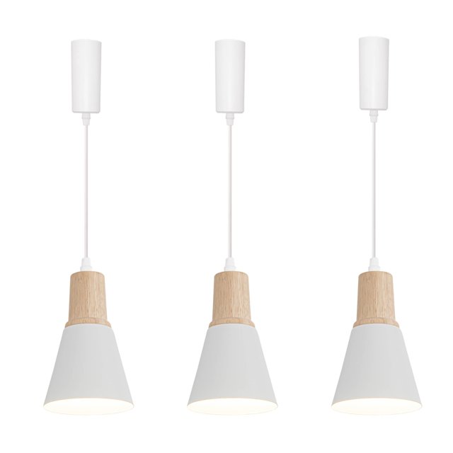 KAYYELAMP 3Pack JType Track Lamp White Mini Metal Shade Wooden Base