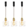 thumbnail image 1 of KAYYELAMP 3-Pack J-Type Track Light 3.2Ft Adjustable Cord Brass Base White Hollow Shade Modern Pendant for Farmhouse Home Store(No Bulb, Track), 1 of 6
