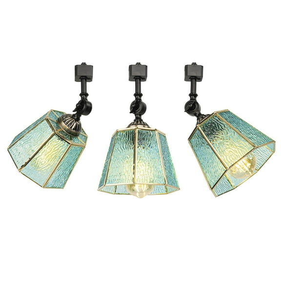 KAYYELAMP 3-Pack Track Mount Ceiling Light H-Type Adjustable Angle Tiffany-Style Blue E26 Vintage Track Head Lighting for Loft Wall Painting Hallway(No Bulb, Track)