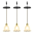 thumbnail image 1 of KAYYELAMP 3-Pack White Glass Flower Shade Hanging Light E26 Brass Base Adjustable Height Droplight Modern Design Pendant Light for Kitchen Island Sink Bedroom, 1 of 7